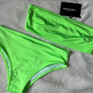 Pretty Little Thing Neon Bandeau Bikini size 10